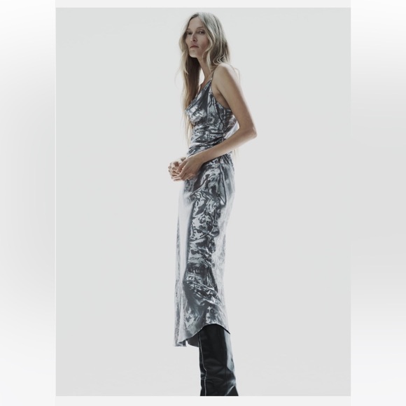 Zara Silver Foil Dress - Picture 1 of 2